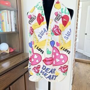 Echo 100% Silk Scarf Dear Heart Love Valentine Sweet Pop Art 57x11” Rectangle